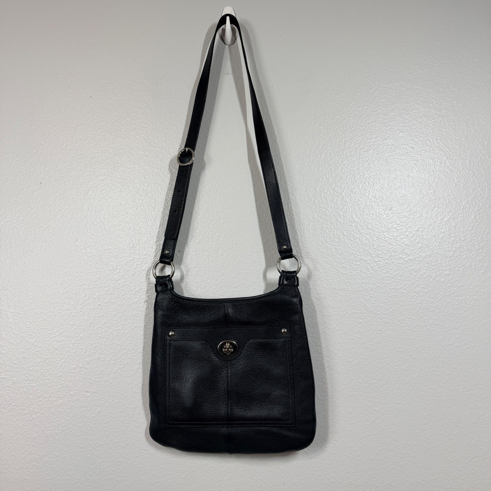 Coach Penelope Crossbody Bag Women Black Pebbled Leather Turnlock Classic - Picture 7 of 13